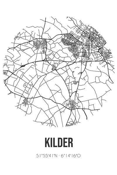 Kilder (Gelderland) | Map | Black and white by Prints of Place
