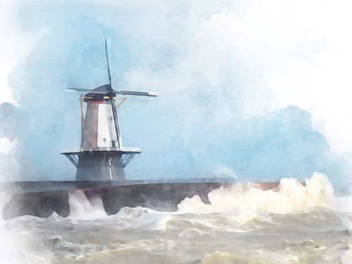 Vlissingen, Oranjemolen in zware storm