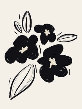 Bouquet de fleurs moderne en noir et beige sur Bohomadic Studio