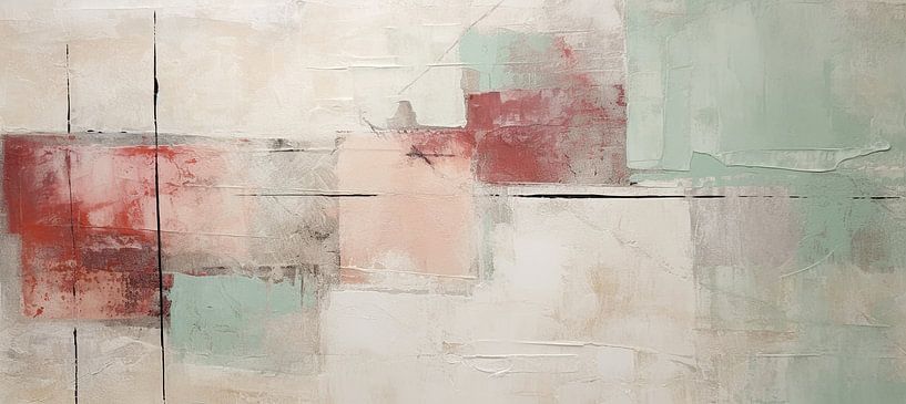 Abstrakt Beige Grün von Abstraktes Gemälde