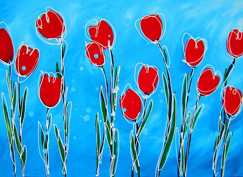 Tulips with blue