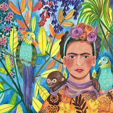 Frida en haar papegaaien van Caroline Bonne Müller