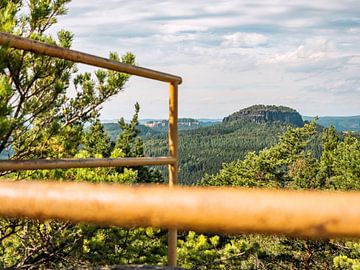 Spitzstein, Saxon Switzerland - Through the railing by Pixelwerk