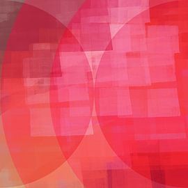 Formes abstraites modernes en rose néon et orange sur Dina Dankers