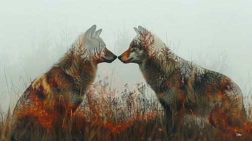 multiple exposure tussen dier en natuur