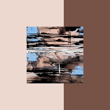 Abstracte kleurvelden /  bruin lichtblauw vierkant van Kerstin Franz