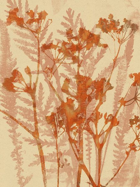 Botanical art. Flowers and leaves in warm rustic colors by Abstract Minimalist Art