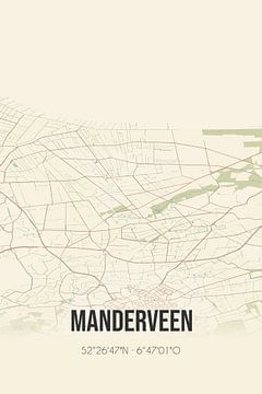 Vintage landkaart van Manderveen (Overijssel) van Rezona