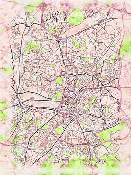 Kaart van Charleroi in de stijl 'Soothing Spring' van Maporia