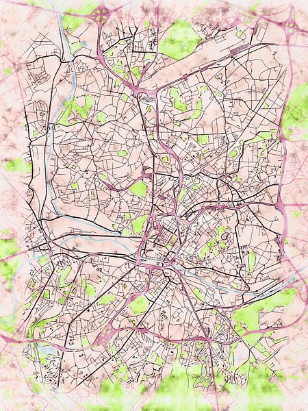 Carte de Charleroi avec le style 'Soothing Spring' par Maporia
