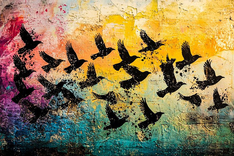 Vogels op kleurrijke achtergrond van Imperial Art House