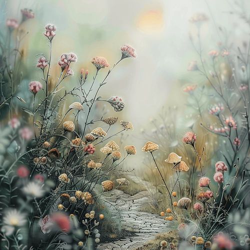 Dreamy Path through Field Flowers