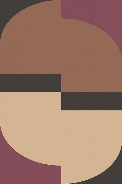 Geometrische Retro-Kunst. Abstrakte Formen in Lila, Braun, Beige. von Dina Dankers