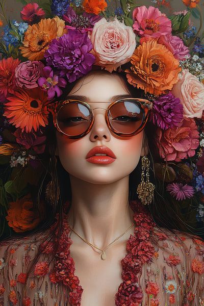 vrouw met bloemen van Egon Zitter