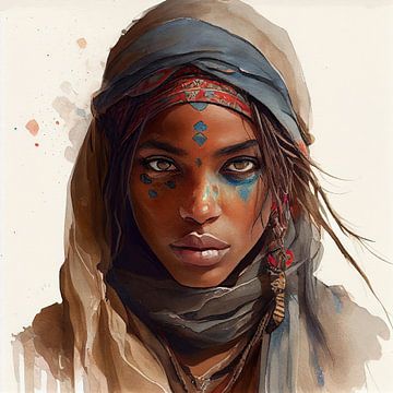 Aquarell Tuareg Frau #2