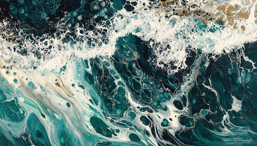 Abstract waves at sea panorama by TheXclusive Art