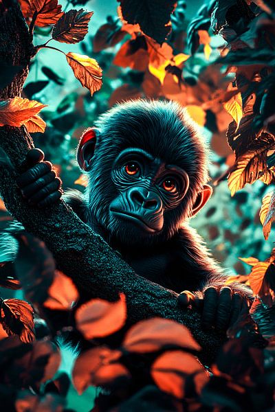 Adorable baby gorilla in nature by Imperial Art House