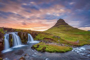 Sunset at Kirkjufellsfoss Iceland by Menno Schaefer