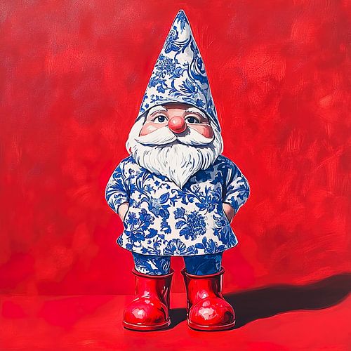 Gnome joyeux en bleu de Delft sur Lauri Creates