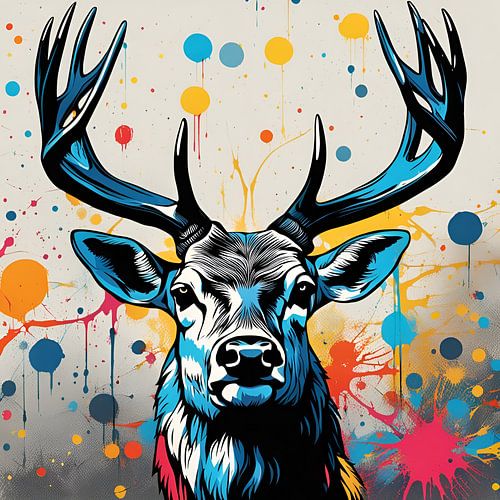 Abstract hertengewei in felle kleuren