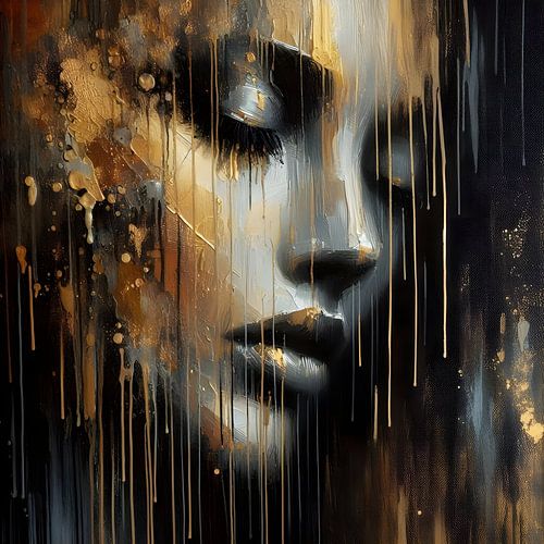 Portret Vrouw zwart goud