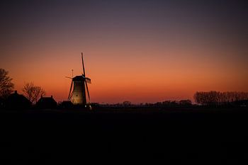 The mill of Zuidzande at sunset