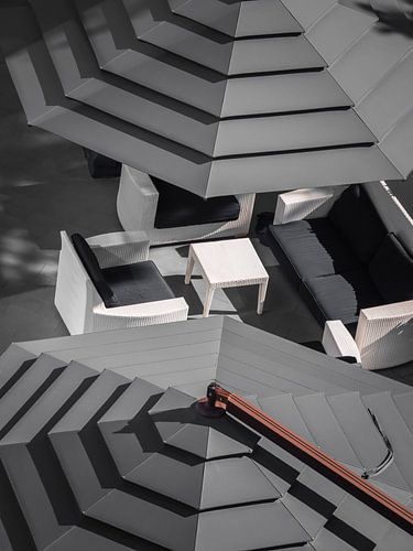 Sunshades with seating and table