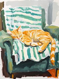 Sleeping cat painting by IamHome Studio