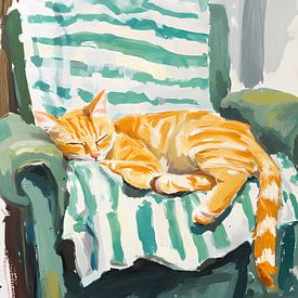 Sleeping cat painting by IamHome Studio