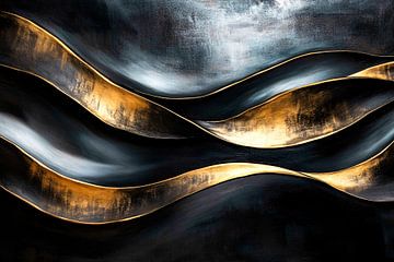 Zwart gouden abstracte golven van Imperial Art House