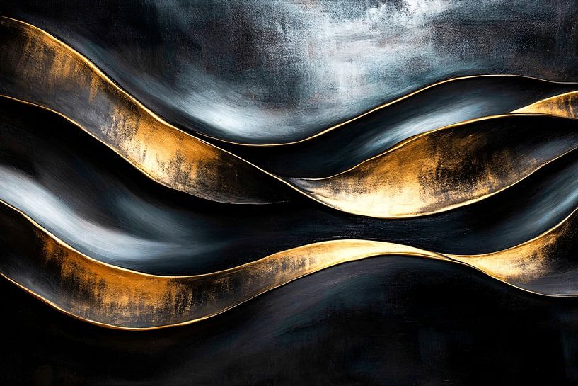 Black gold abstract waves by Imperial Art House