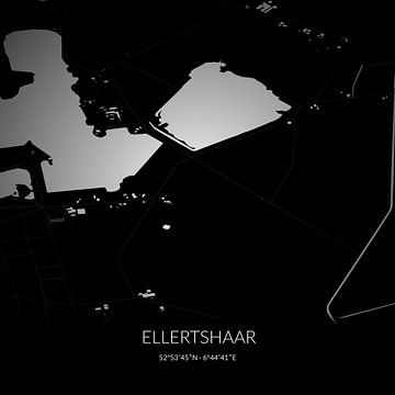 Black-and-white map of Ellertshaar, Drenthe. by Rezona