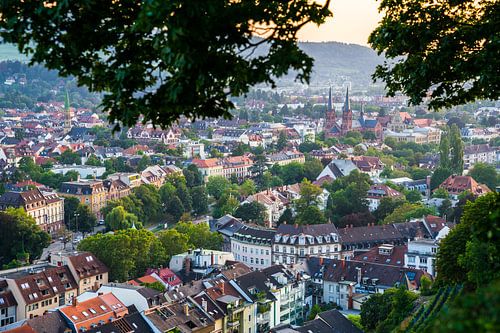 Germany, Mooi uitzicht over stad freiburg im breisgau huizen