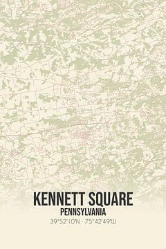 Vintage landkaart van Kennett Square (Pennsylvania), USA. van Rezona