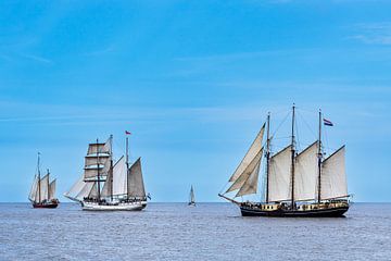 Sailing ships on the Baltic Sea during the Hanse Sail in Rostock