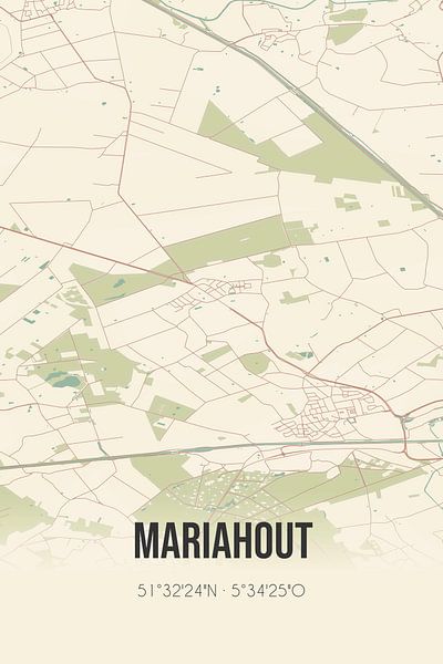Vieille carte de Mariahout (Brabant du Nord) par Affiches de lieux