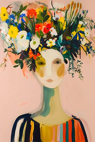 Vrouwelijk matisse meisje met bloemen