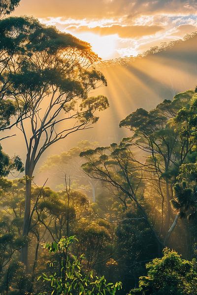 Sunrise over a hilly landscape by fernlichtsicht