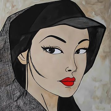 Portrait Frau mit Schleier von Jan Bechtum