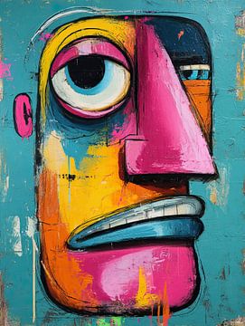 Abstracte Gezichtsuitdrukking | Vibrant Expression of Humanity van ARTEO Schilderijen