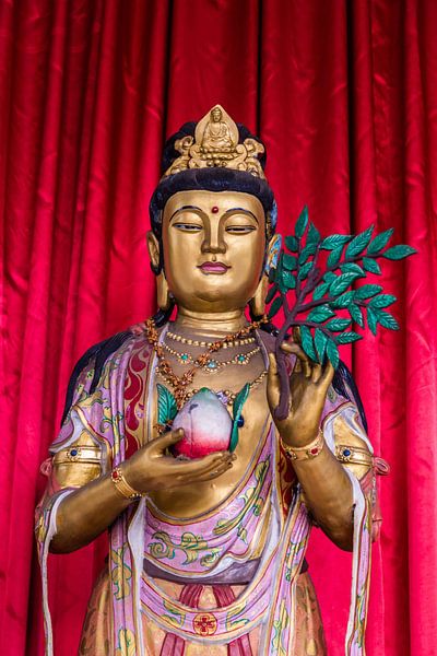 Guanyin with Peach and Branch - Bringer of Life and Healing by Hilda Weges