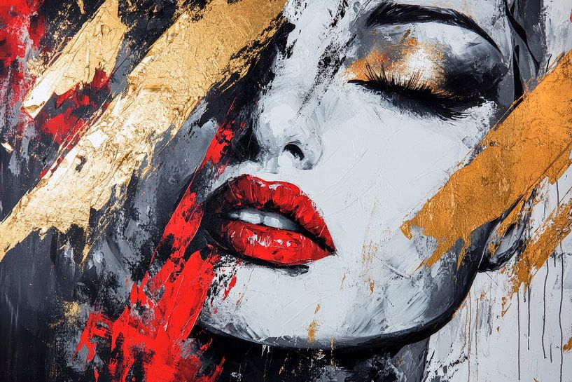 Kunstvolle Frau mit goldenen Akzenten von Poster Art Shop