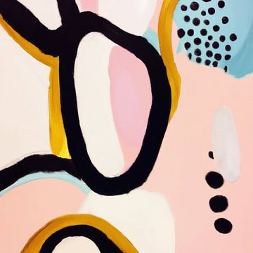Abstracte moderne vormen en lijnen in pastelkleuren van Studio Allee
