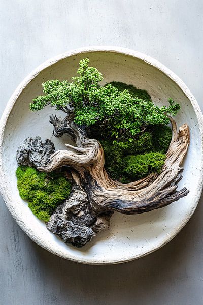 Driftwood and moss decoration by Imperial Art House