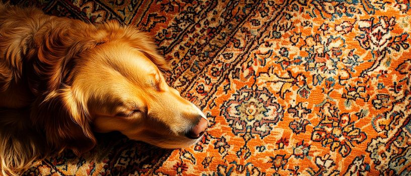 Sleeping dog on carpet by Poster Art Shop
