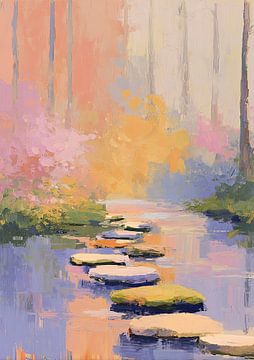 Trittsteine im pastellfarbenen See von Niklas Maximilian