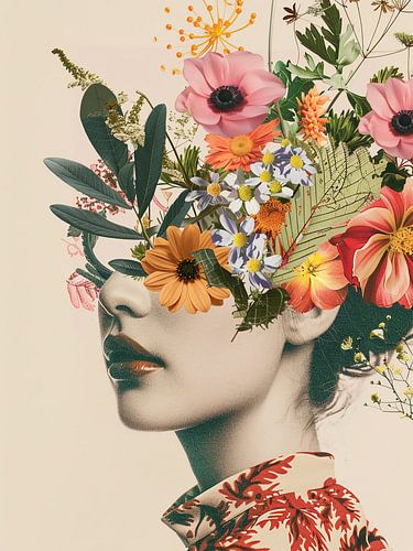 Vintage vrouw met bloemen