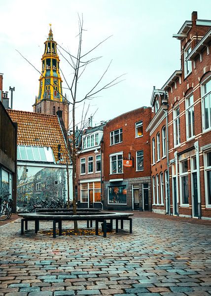 De A Kerk vanaf de A Kerkstraat Groningen van Stadspronk