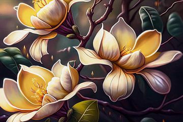 Magnolia's - Bloeiend in de lente van Max Steinwald