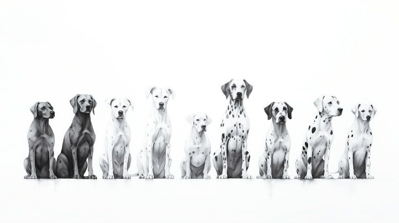 Dog group portrait semi-abstract by Vlindertuin-Art